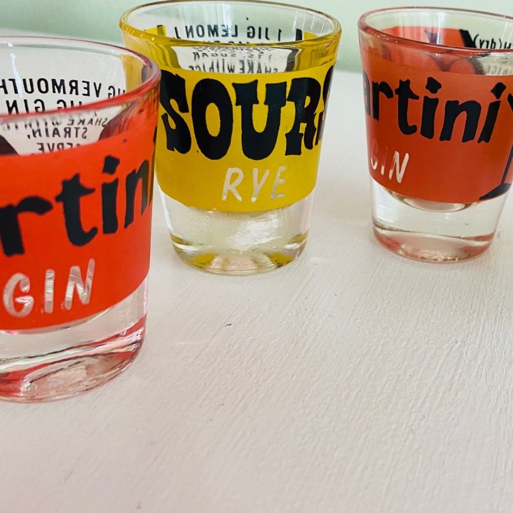 3 Vintage Martini 🍸& 🥃 Whiskey Sour Shot Glasses